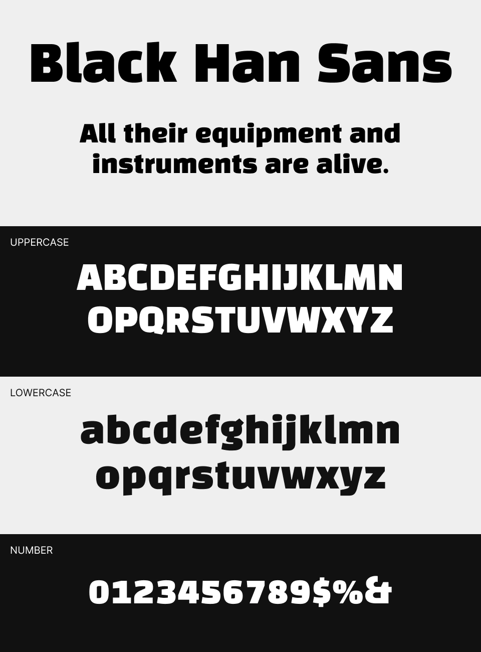 Black Han Sans Font 文字一覧
