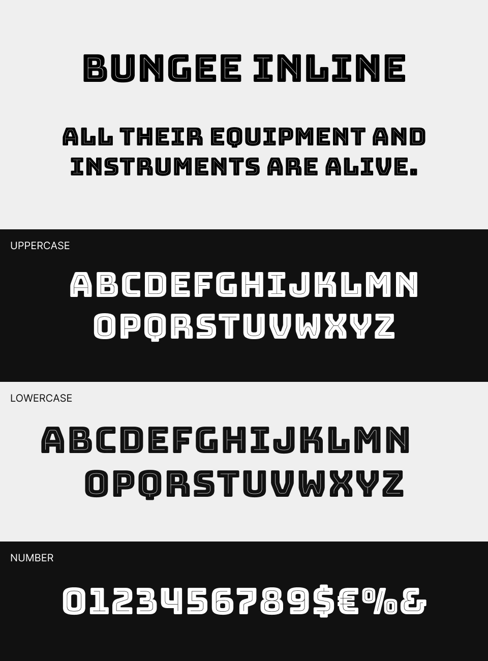 Bungee Inline Font 文字一覧