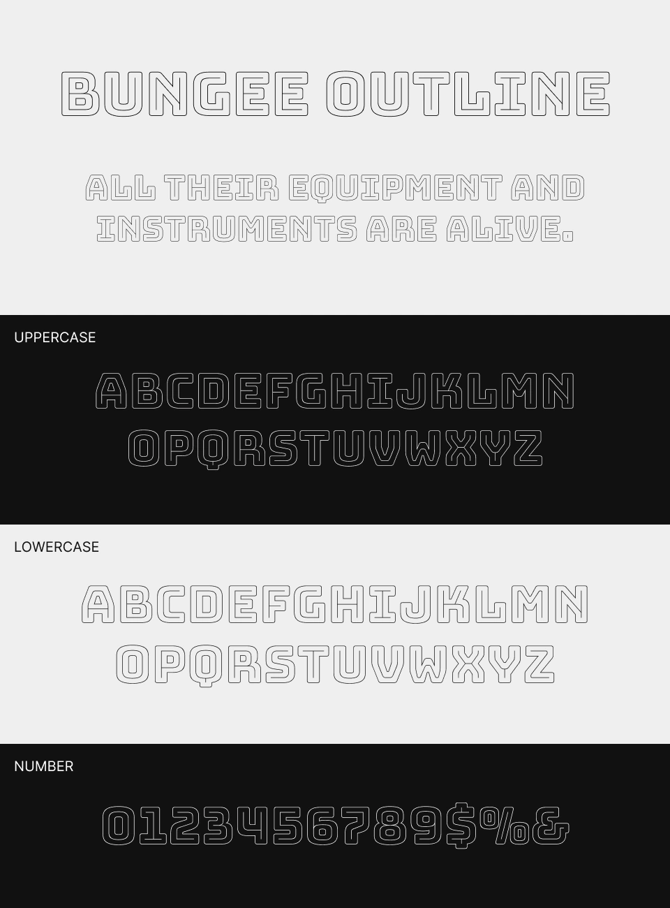 Bungee Outline Font 文字一覧