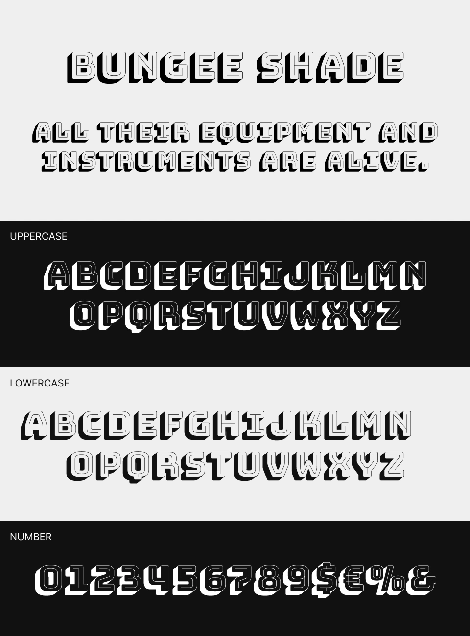Bungee Shade Font 文字一覧