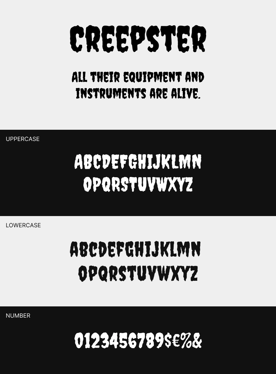 Creepster Font 文字一覧