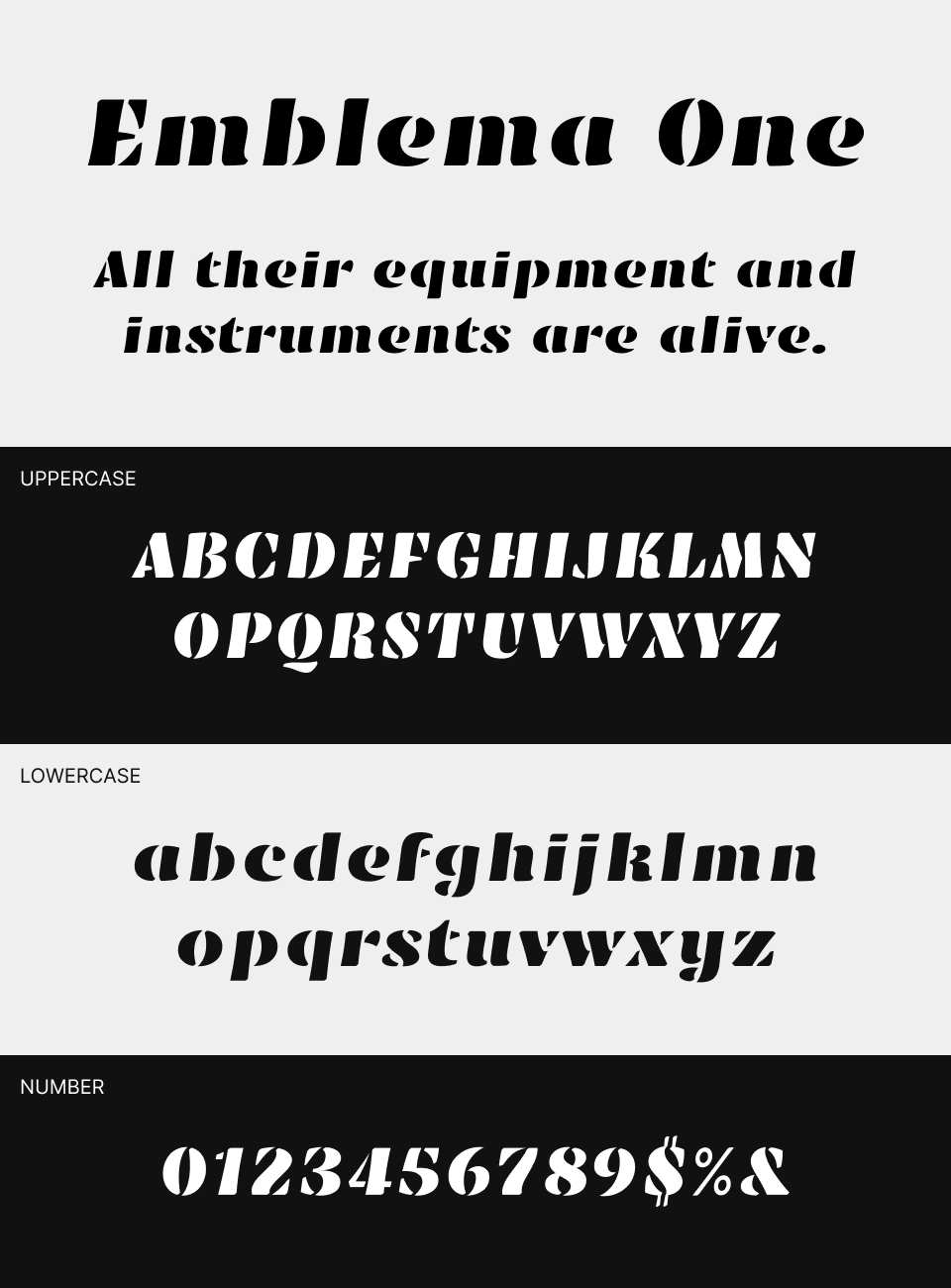 Emblema One Font 文字一覧