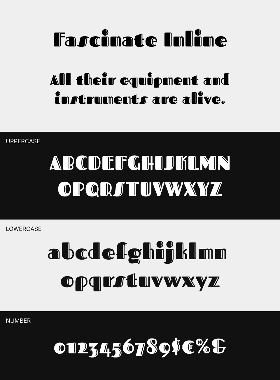 Fascinate Inline Font 文字一覧