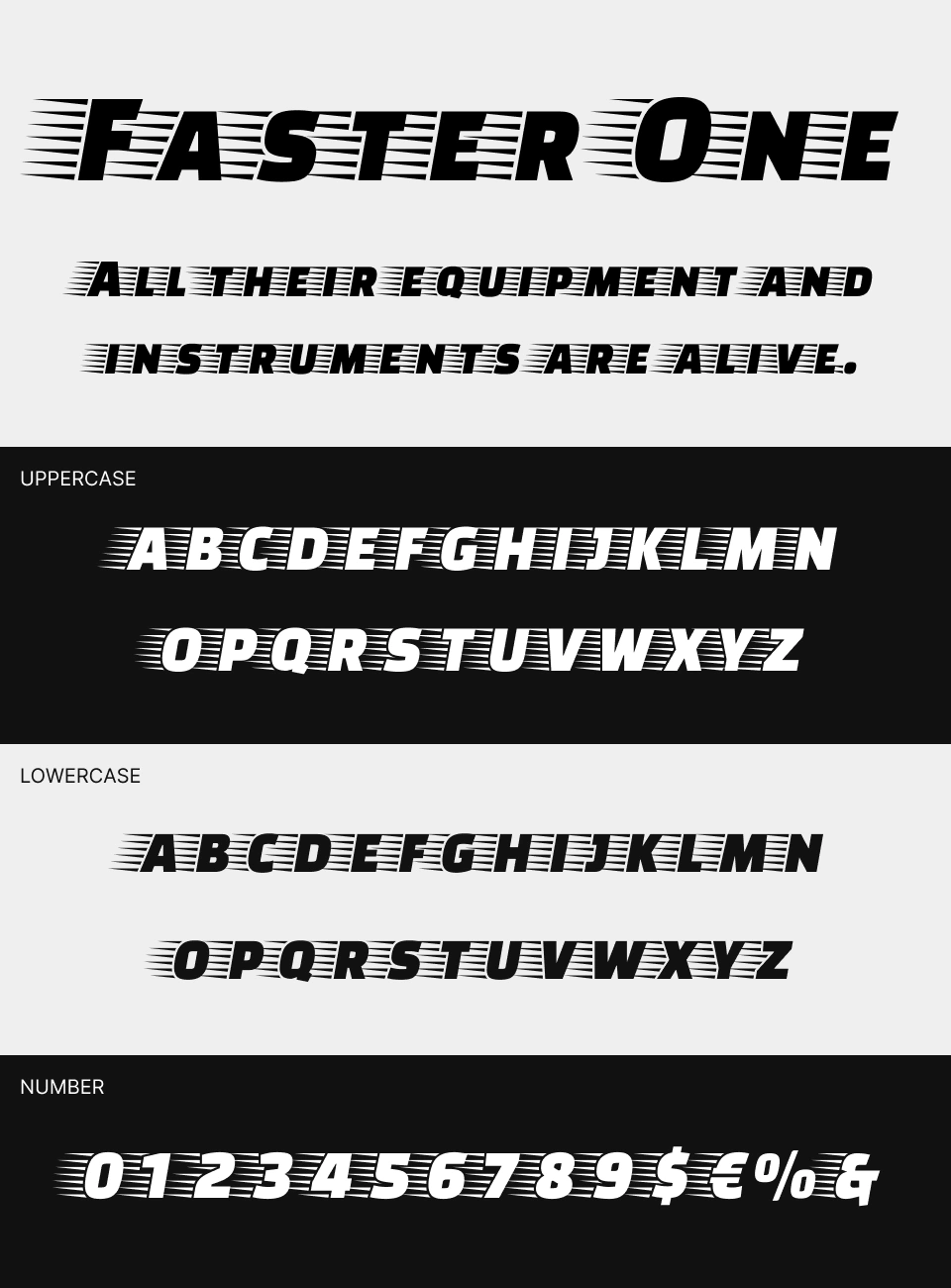 Faster One Font 文字一覧