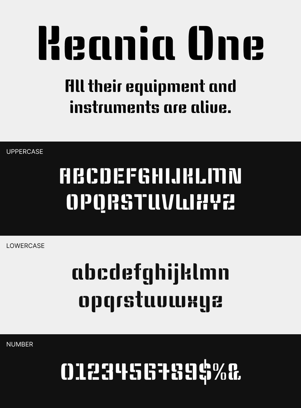 Keania One Font 文字一覧