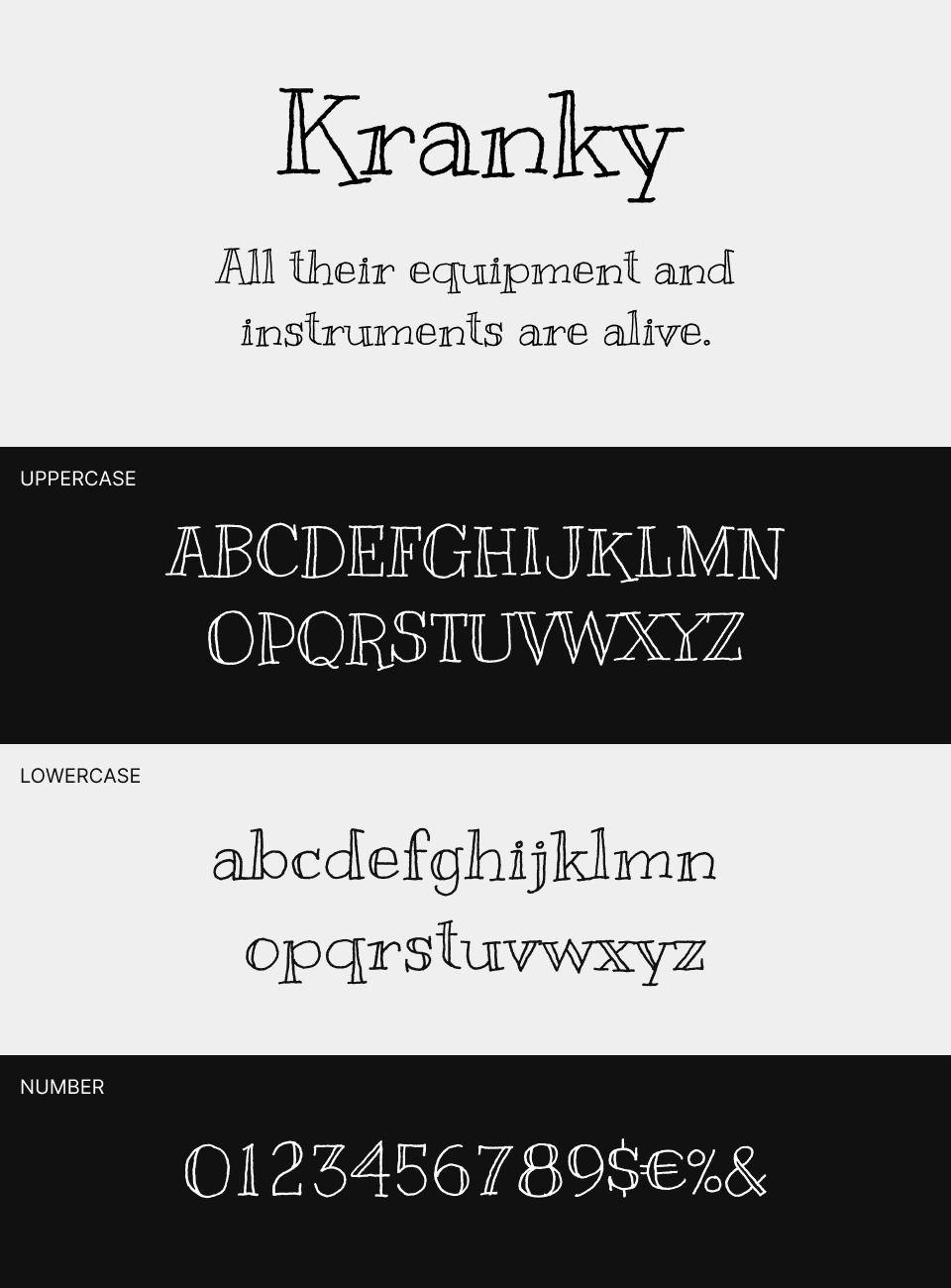 Kranky Font 文字一覧