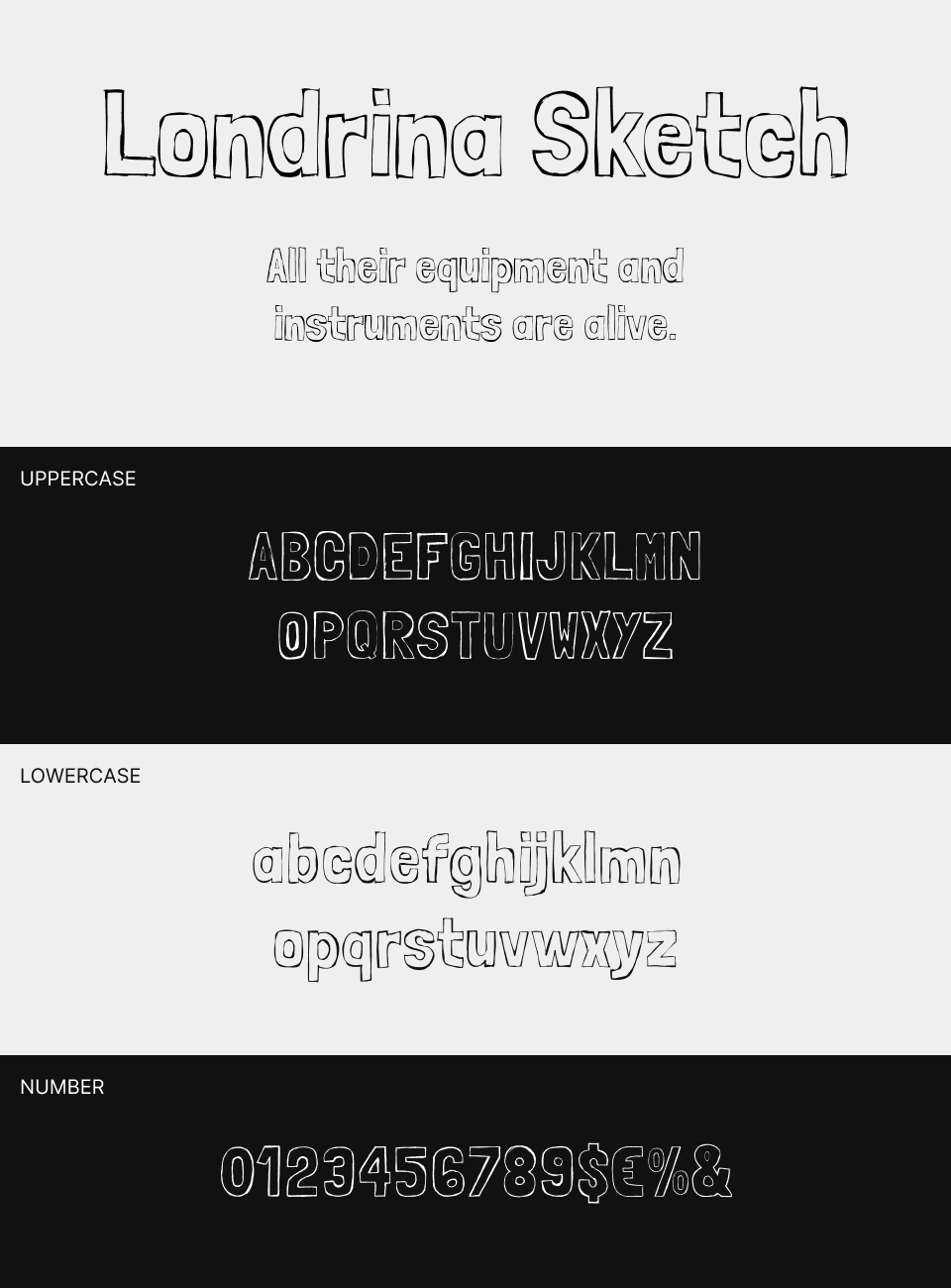 Londrina Sketch Font 文字一覧