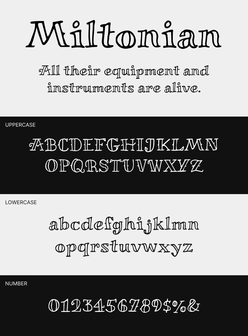 Miltonian Font 文字一覧