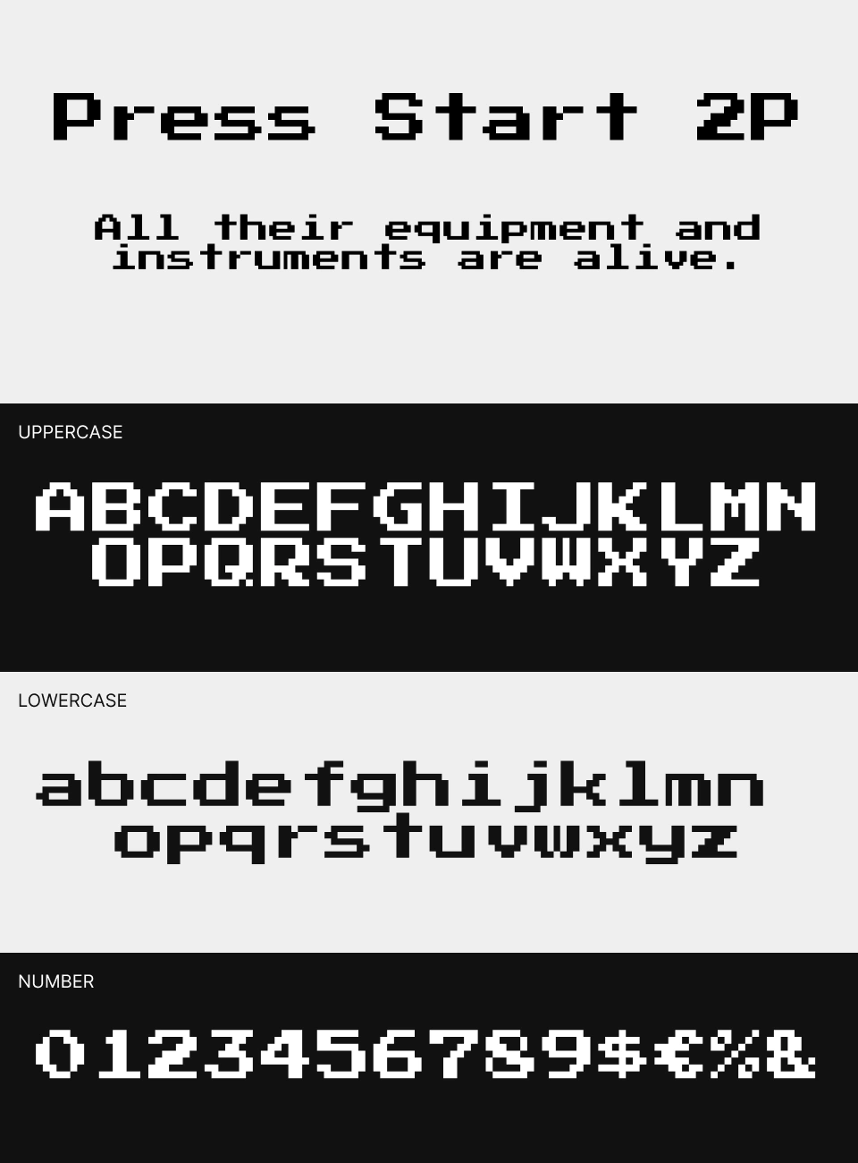 Press Start 2P Font 文字一覧