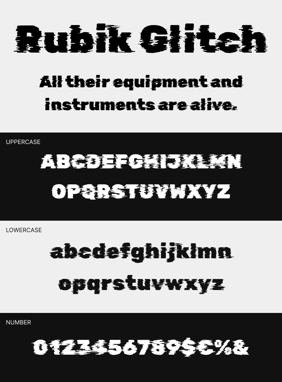 Rubik Glitch Font 文字一覧