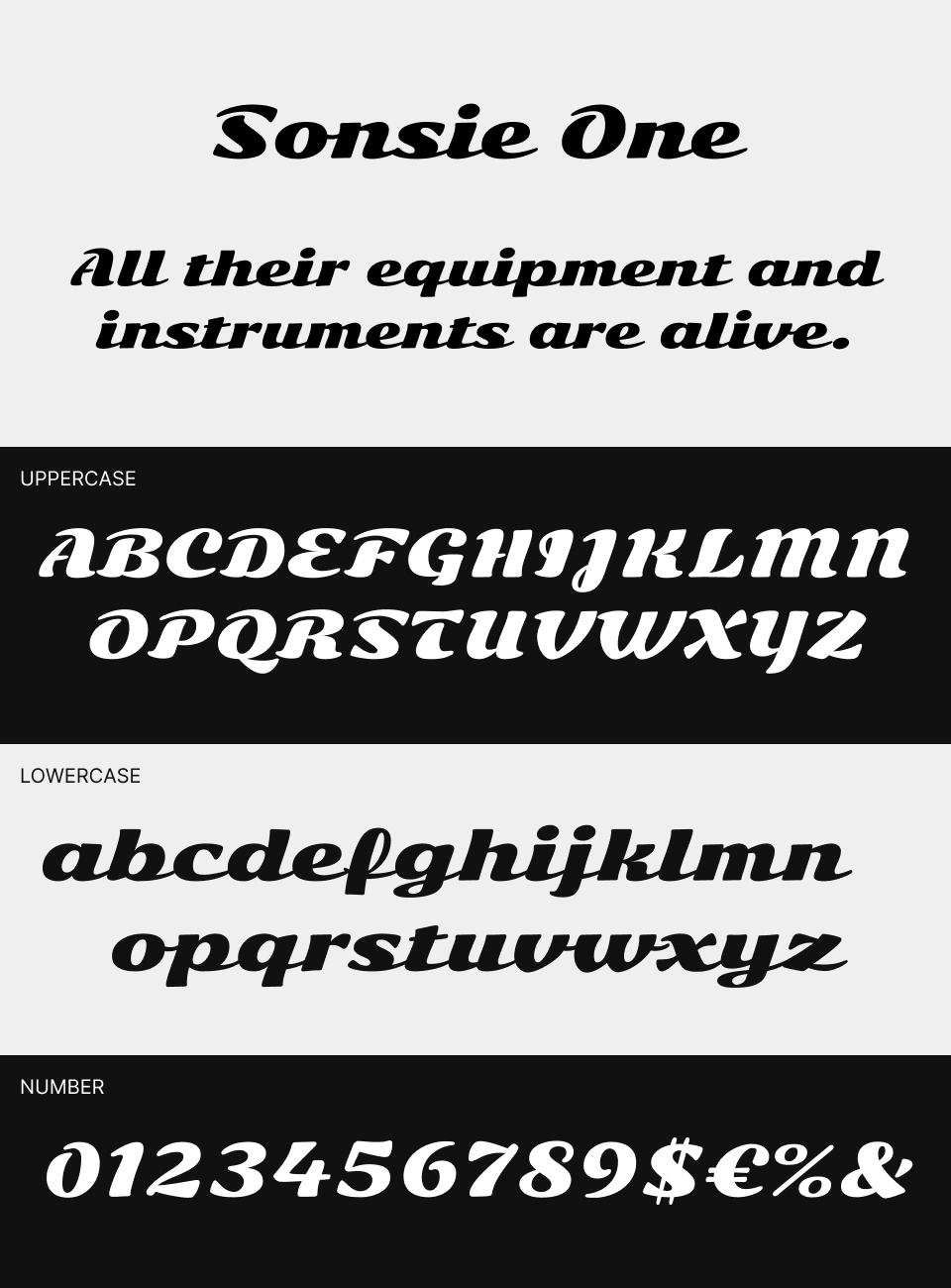 Sonsie One Font 文字一覧