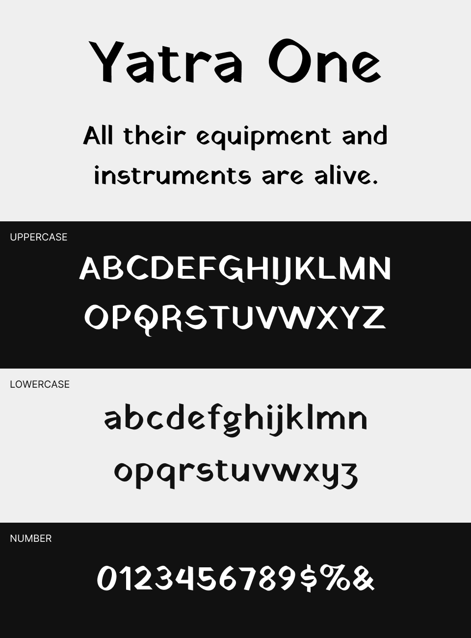 Yatra One Font 文字一覧