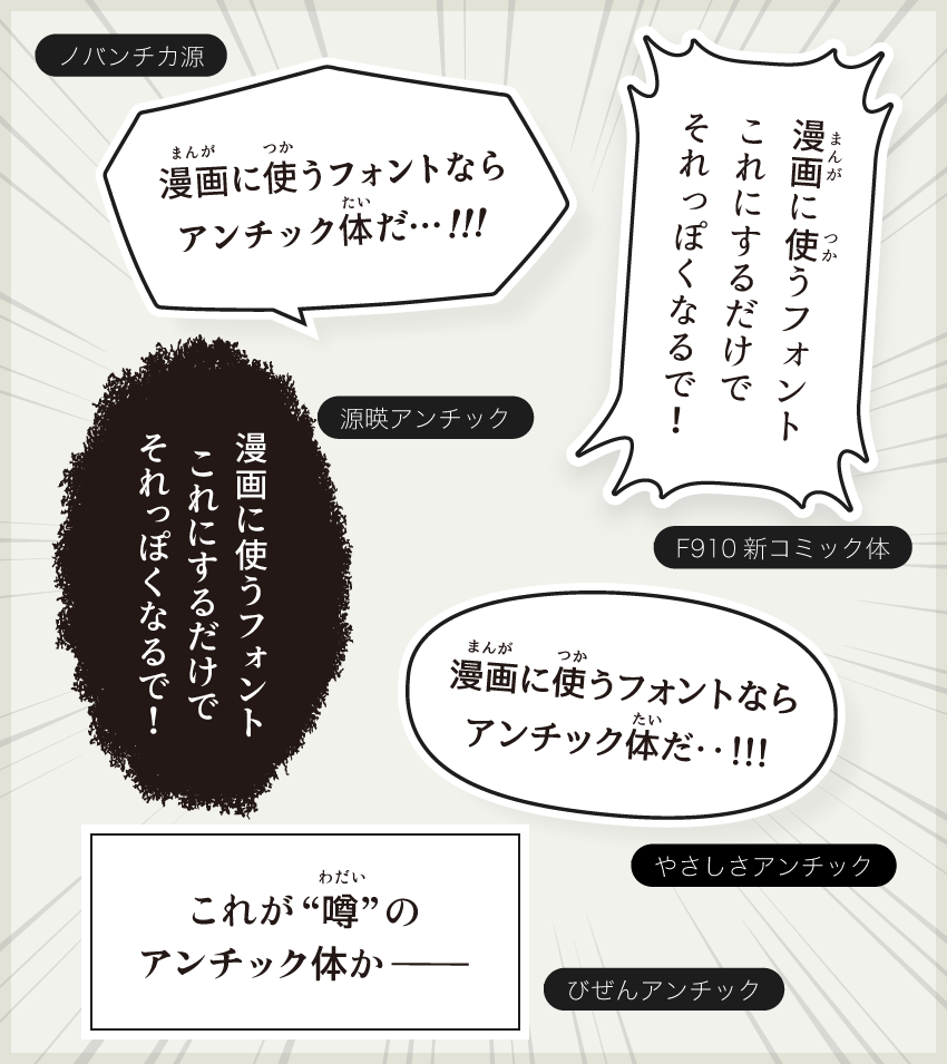 「アンチック体(アンチゴチ体)」のフリーフォントのまとめ